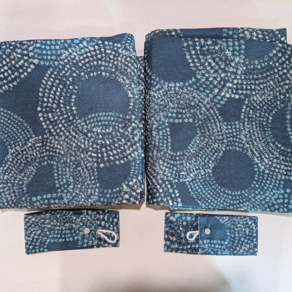 Teal Blue Patterned Curtains - 96" L X 52" W - Boho Circles Style - Grommet